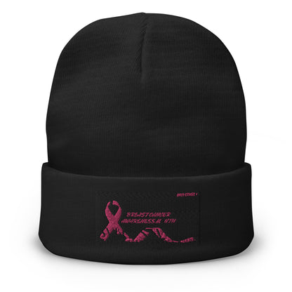 Breast Cancer Awareness Mode Embroidered Beanie