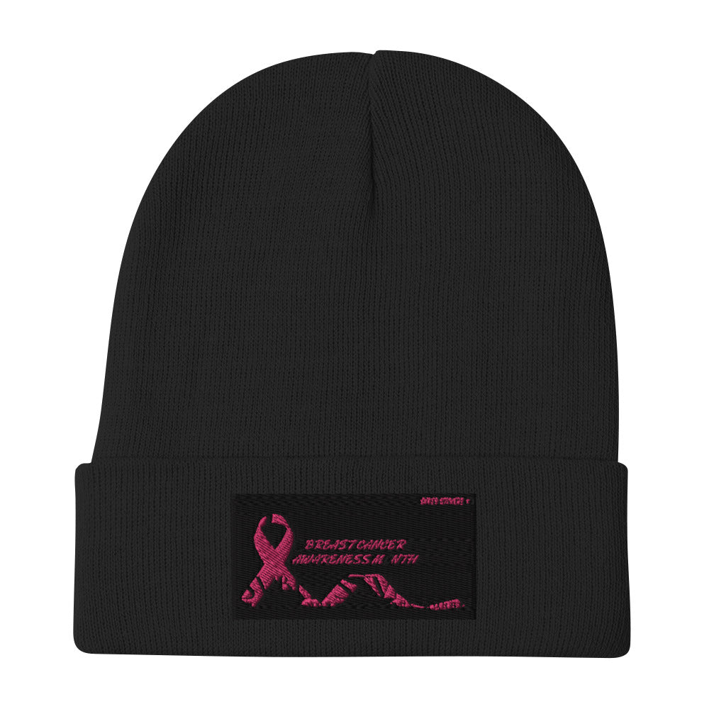 Breast Cancer Awareness Mode Embroidered Beanie